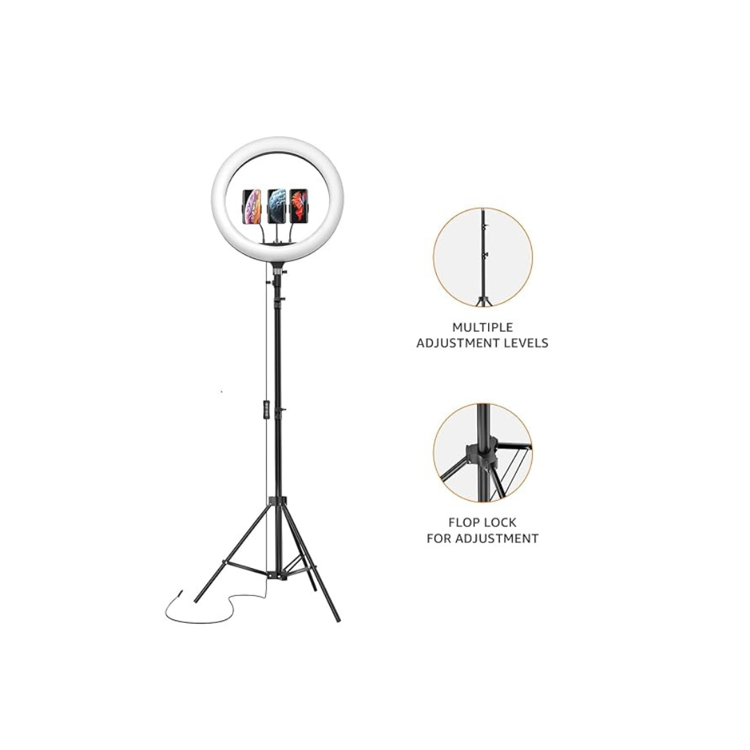 UNBOXED | Amazon Basics LED Ring Light (14-inch) with Tripod Stand & Mini Tripod, and Dual Temperature Modes