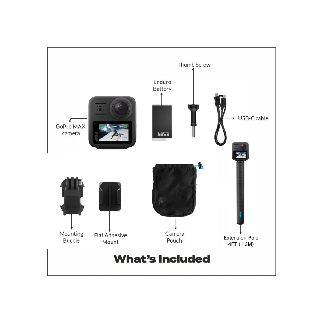 GoPro MAX 360° sports and action camera special bundle, unboxed, available at Camera Club