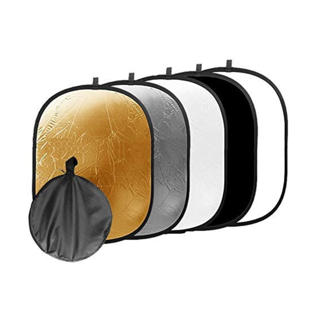 Rent the HIFFIN® Portable 5 in 1 Reflector 59×79 Inch (150×200 cm) from Camera Club in Bengaluru. Ideal for portrait, studio, outdoor, and product photography.