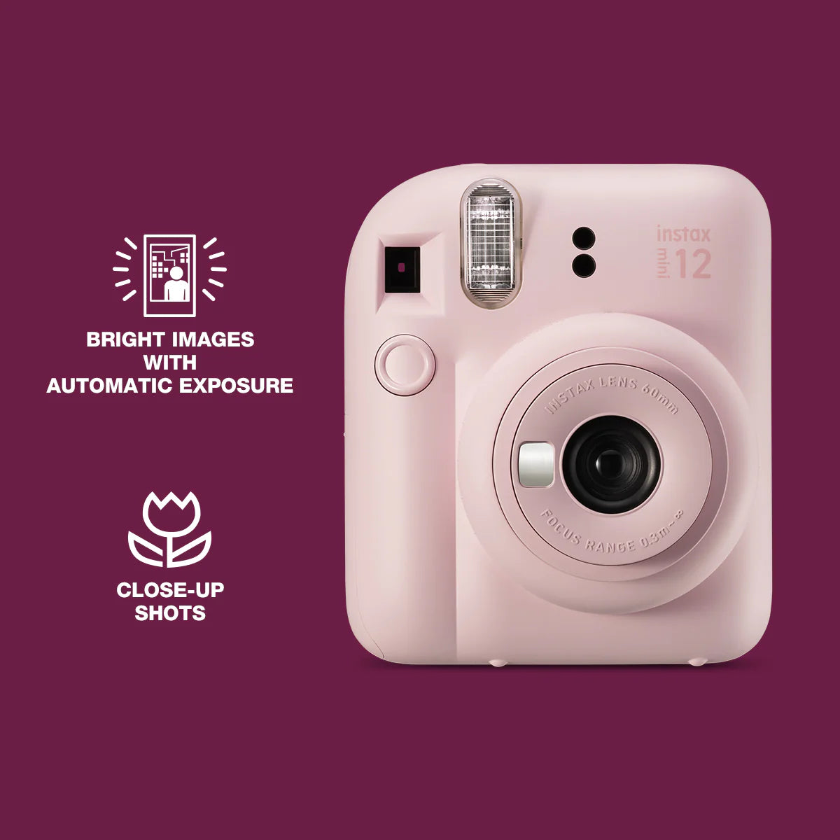 Unboxed Fujifilm Instax Mini 12 Instant Camera – Front View