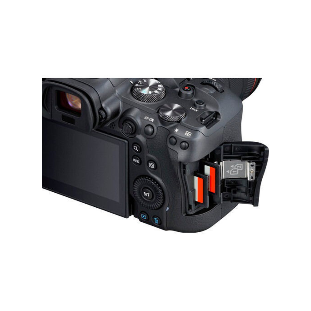 Canon EOS R6 camera with mount adapter available for rent at Camera Club Delhi