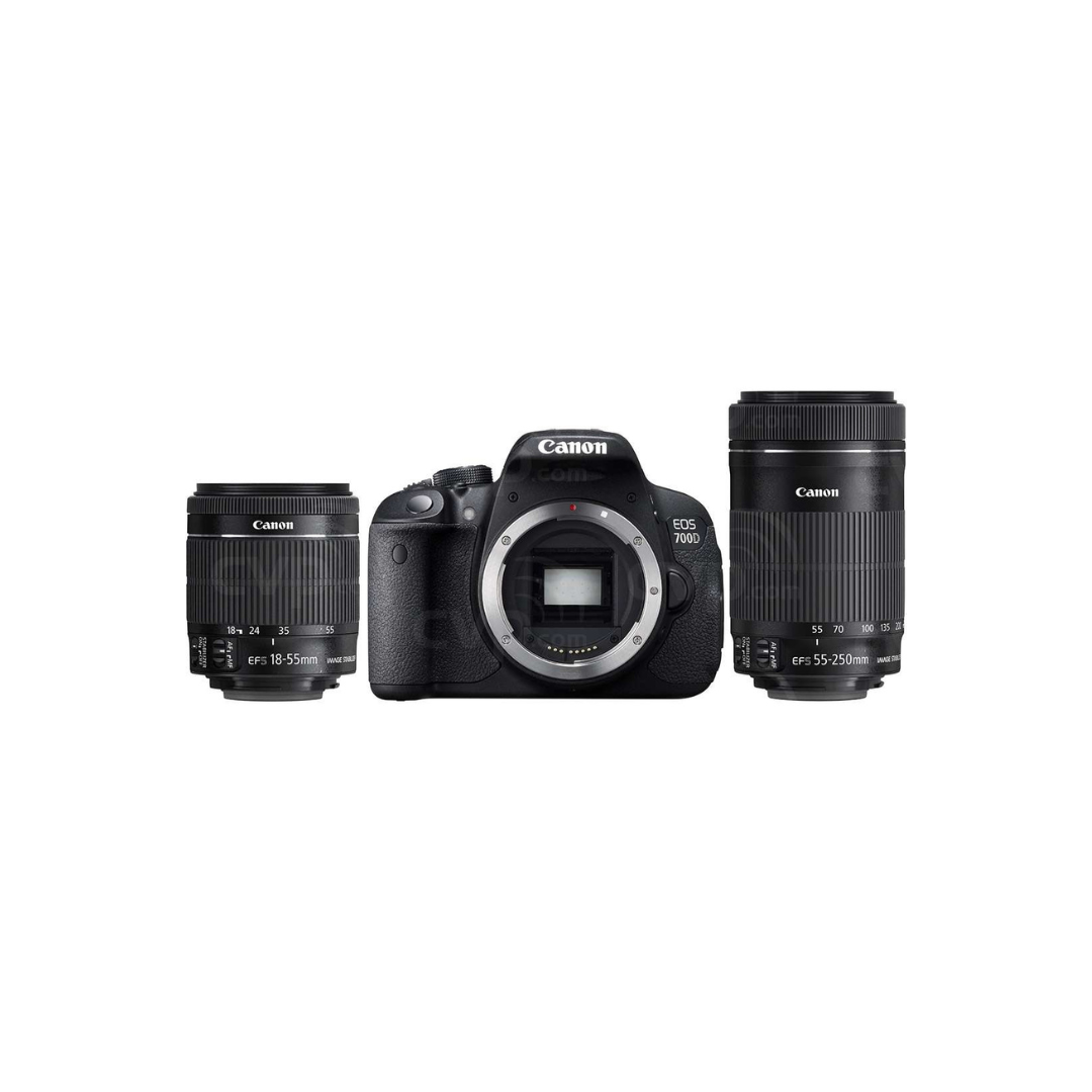 USED | Canon EOS 700D DSLR Camera Body with Dual Lens: EF S18 - 55 mm and EF S55 - 250 mm