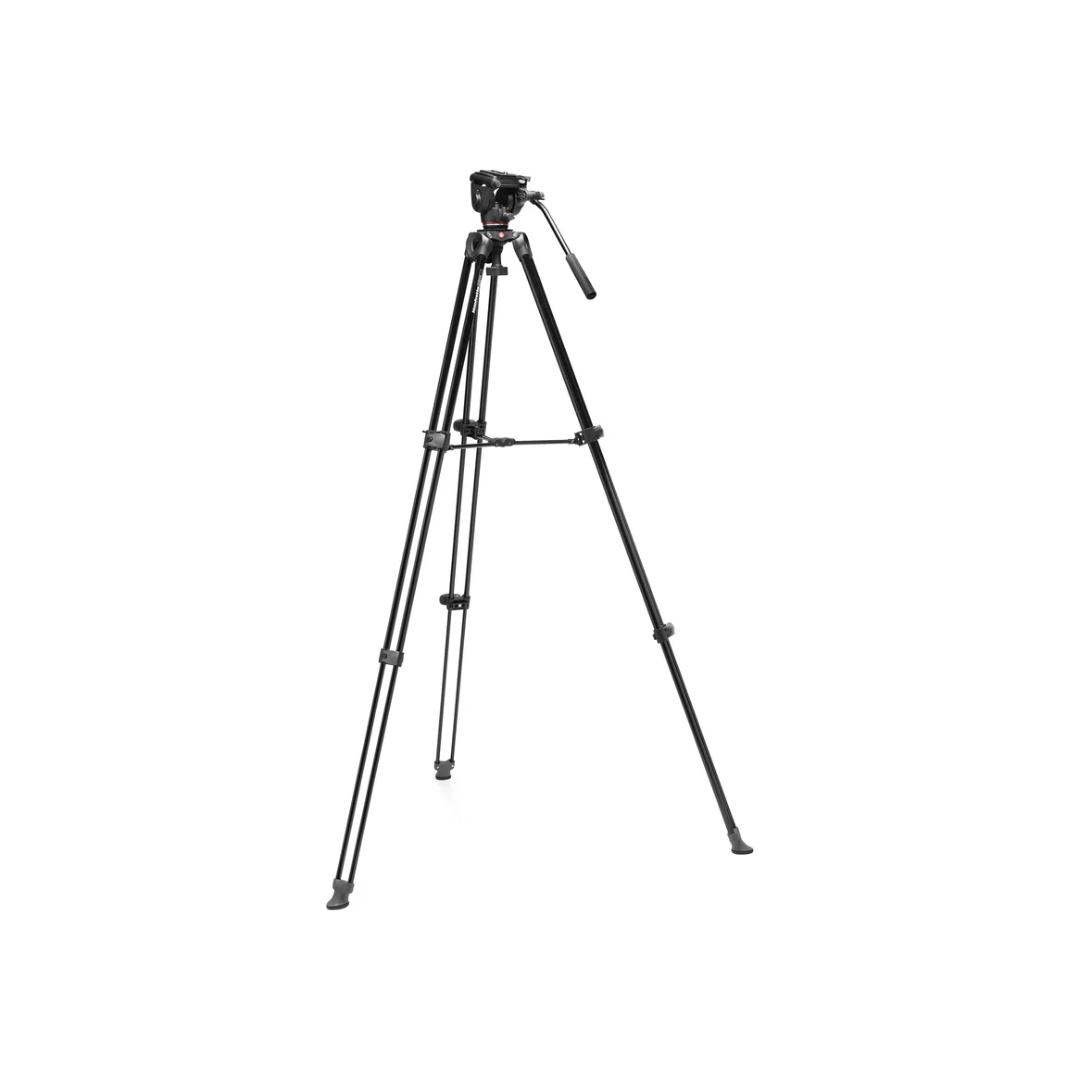 Manfrotto 500X fluid head with twin leg tripod for professional video shooting