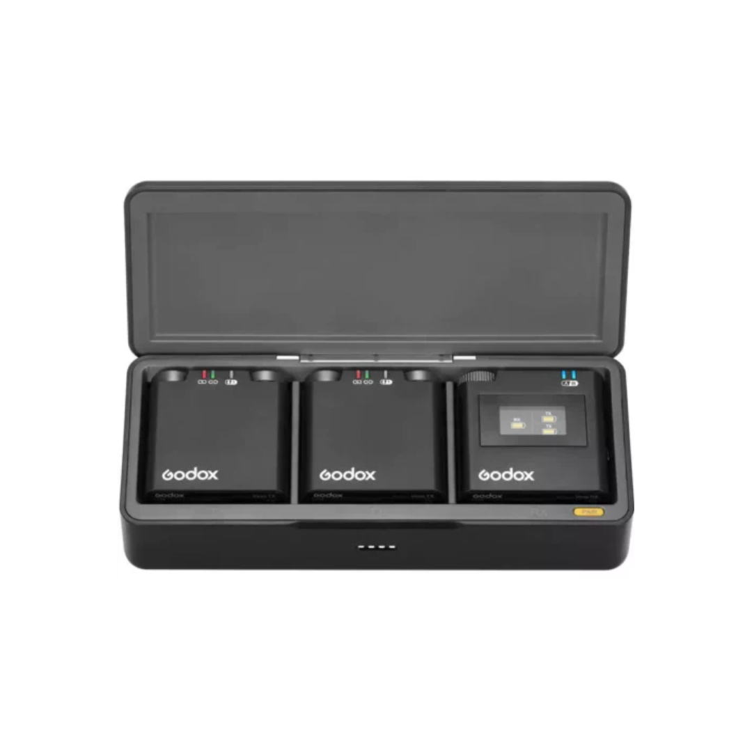 GODOX Virso M2 wireless microphone system with dual transmitters and receiver for clear audio recording
