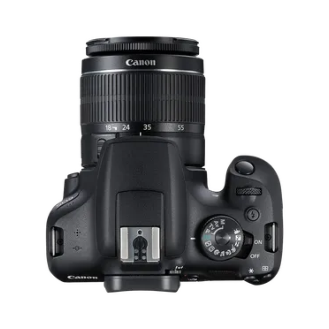 Canon EOS 1500D DSLR camera with EF-S 18-55mm IS II lens black body front view