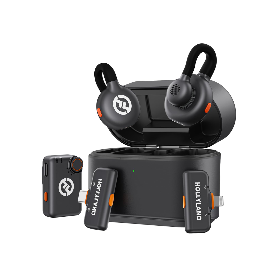 Hollyland LARK M2S wireless microphone system compact clip-on mic for camera smartphone recording