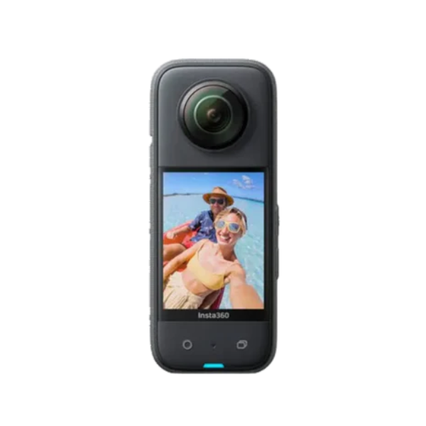 Insta360 ONE X3 360 action camera with touchscreen and dual lenses available at Camera Club