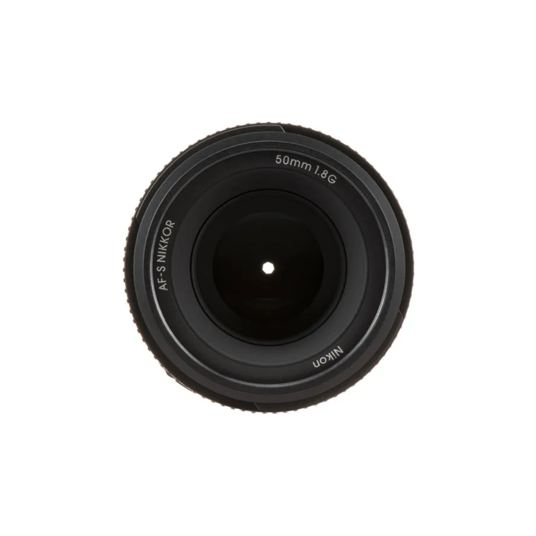Unboxed Nikon AF-S 50mm f/1.8G prime lens with wide f/1.8 aperture for portrait and low-light photography.