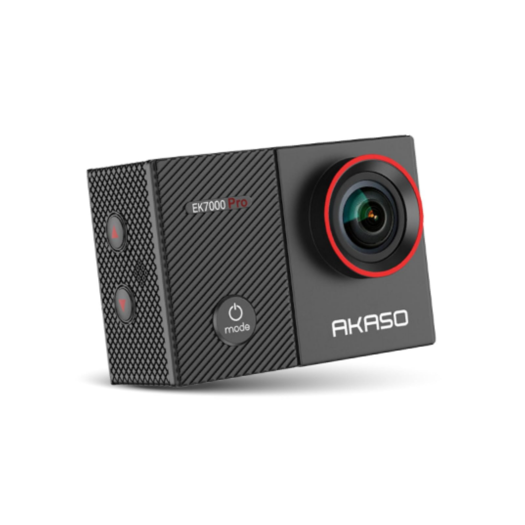 UNBOXED AKASO EK7000 Pro 4K action camera with waterproof housing and accessories