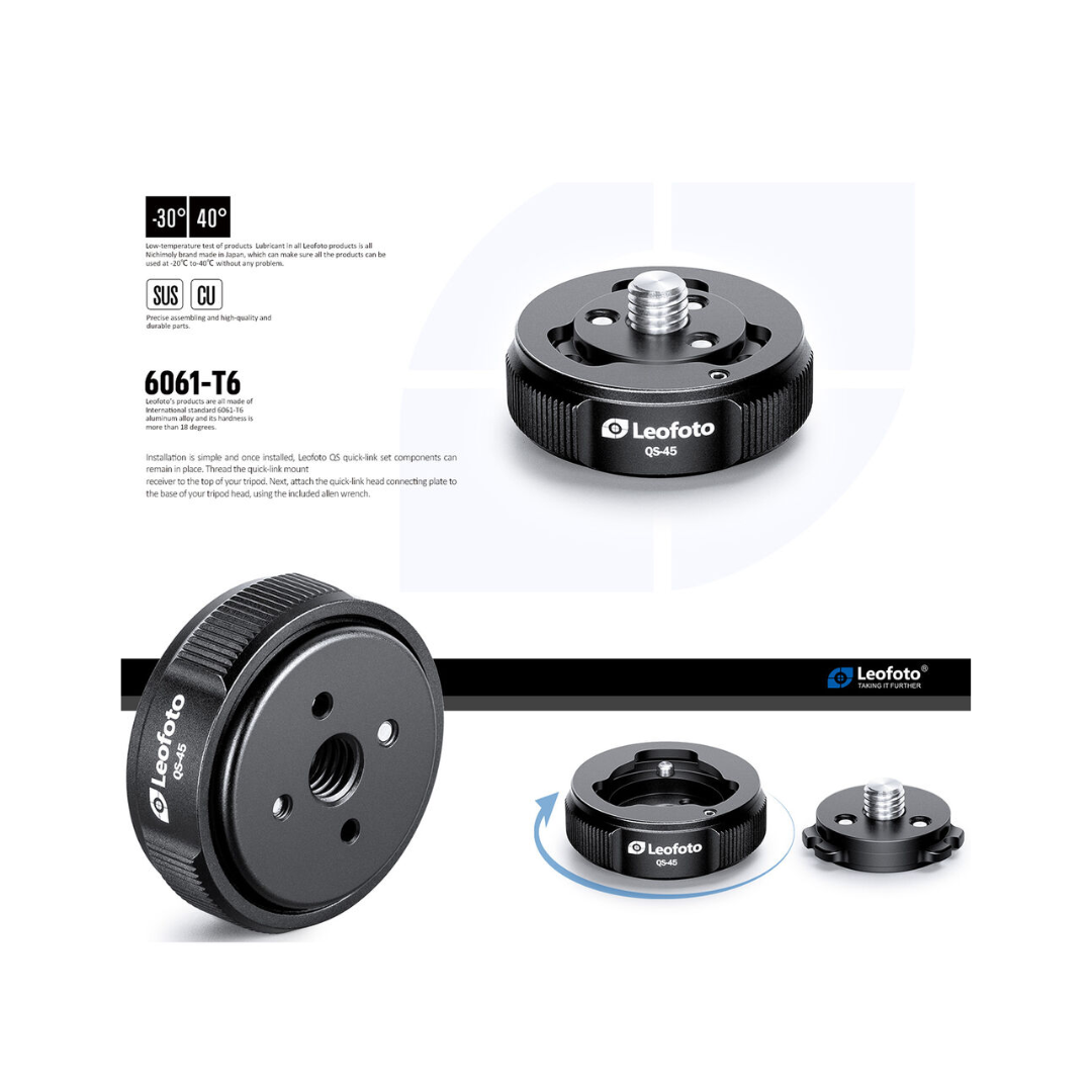 Leofoto QS-45 Quick-Link Tripod Head Quick Release Set