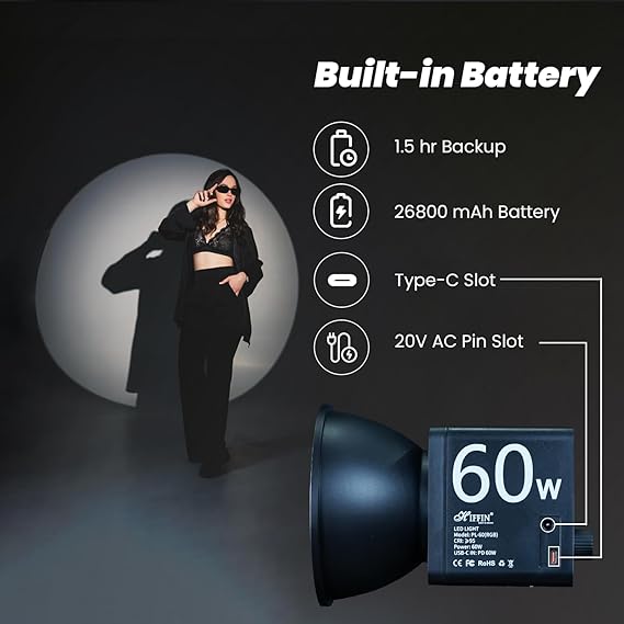 美品 60W RGB対応 カラー版 撮影ライト PL60 スタジオLEDライト HIFFIN PL-60 Portable RGB Video Light – Camera Club India