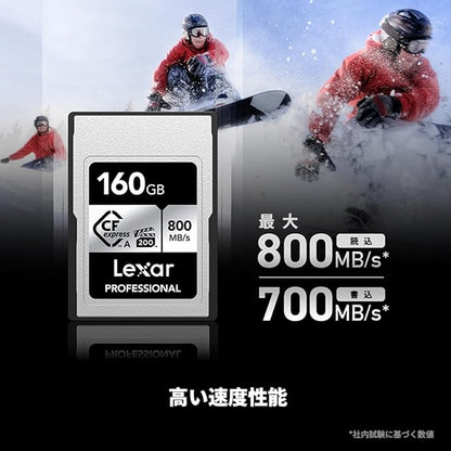 160GB Lexar® Professional CFexpress™ Type A card Silver Serie, up to 800MB/s read 700MB/s write. VPG 200