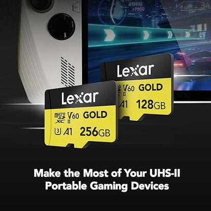 256GB Lexar® GOLD microSDXC™ UHS-IIcards, up to 280MB/s read，180MB/s Write, C10 A1 V60 U3