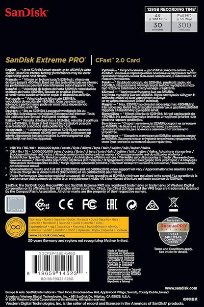 SANDISK EXTREME PRO C FAST 2.0 CARD 128GB SPEED UP