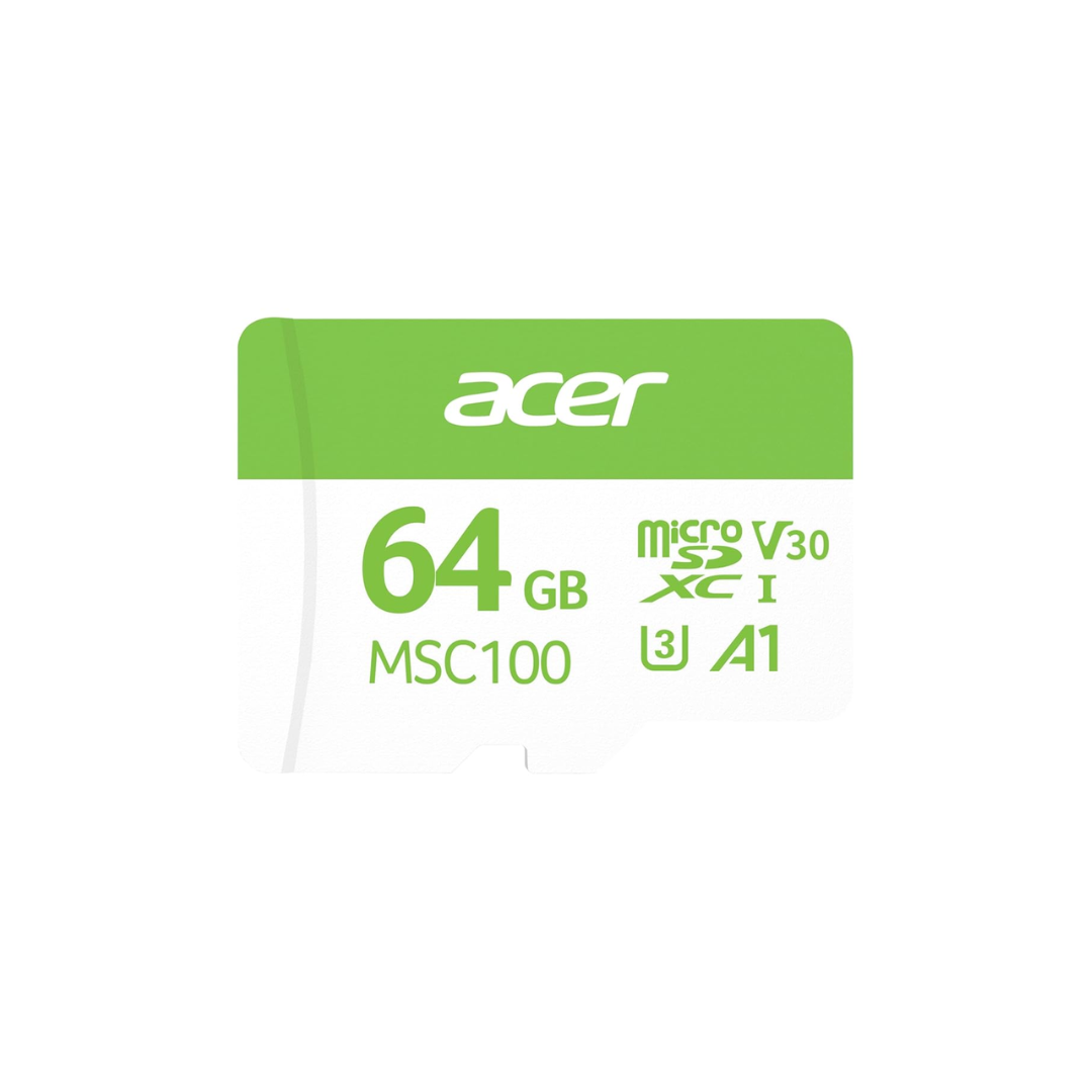Acer MSC100 UHS-I V30 microSDXC Memory Card for 4K video recording and high-speed data transfer