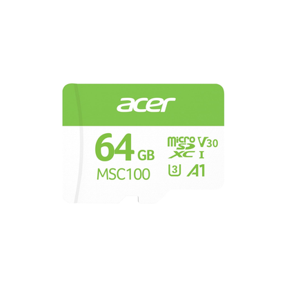 Acer MSC100 UHS-I V30 microSDXC Memory Card for 4K video recording and high-speed data transfer