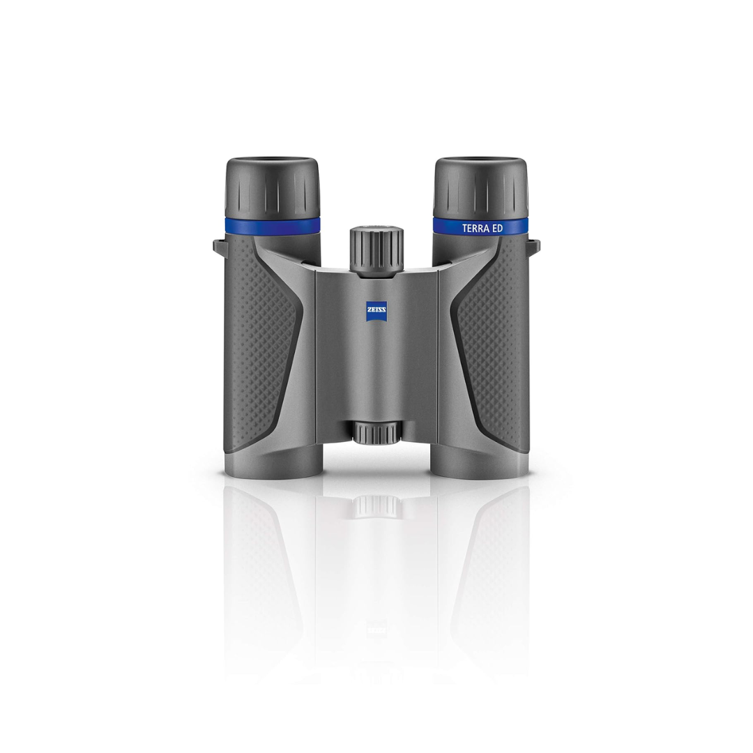Demo ZEISS Terra ED 8x25 Pocket Binoculars in Black/Grey with compact foldable design, ED glass optics, and waterproof construction, available at Camera Club.