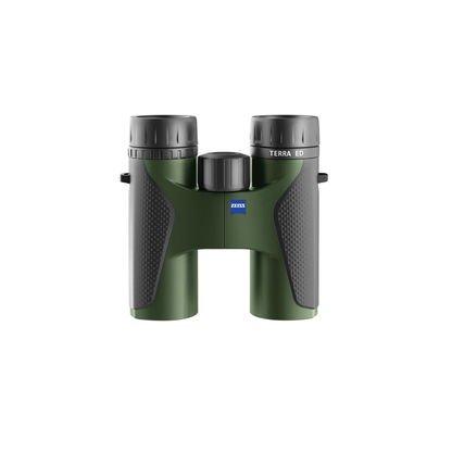 Demo ZEISS Terra ED 8x42 Binoculars in Black/Green with ED glass for bright, sharp viewing, ideal for birdwatching, wildlife observation, travel, and outdoor adventures.