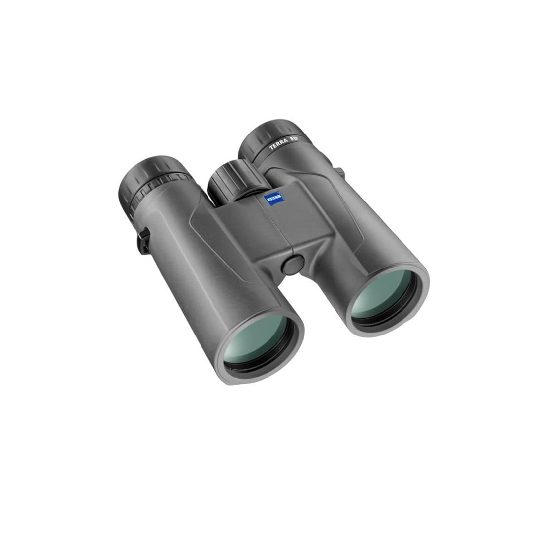 Unboxed ZEISS Terra ED 8x42 black-grey binoculars (524203-9907-000) with premium ED glass for sharp, bright viewing. Available at Camera Club.