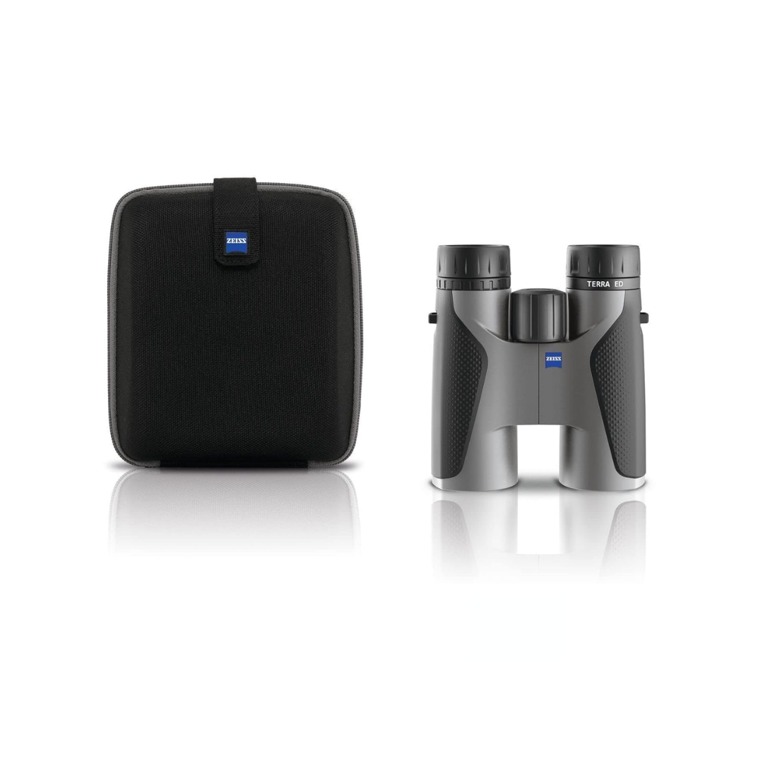 Demo ZEISS Terra ED 8x42 Binoculars in Black/Grey with ED glass for bright, sharp viewing. Available at Camera Club.