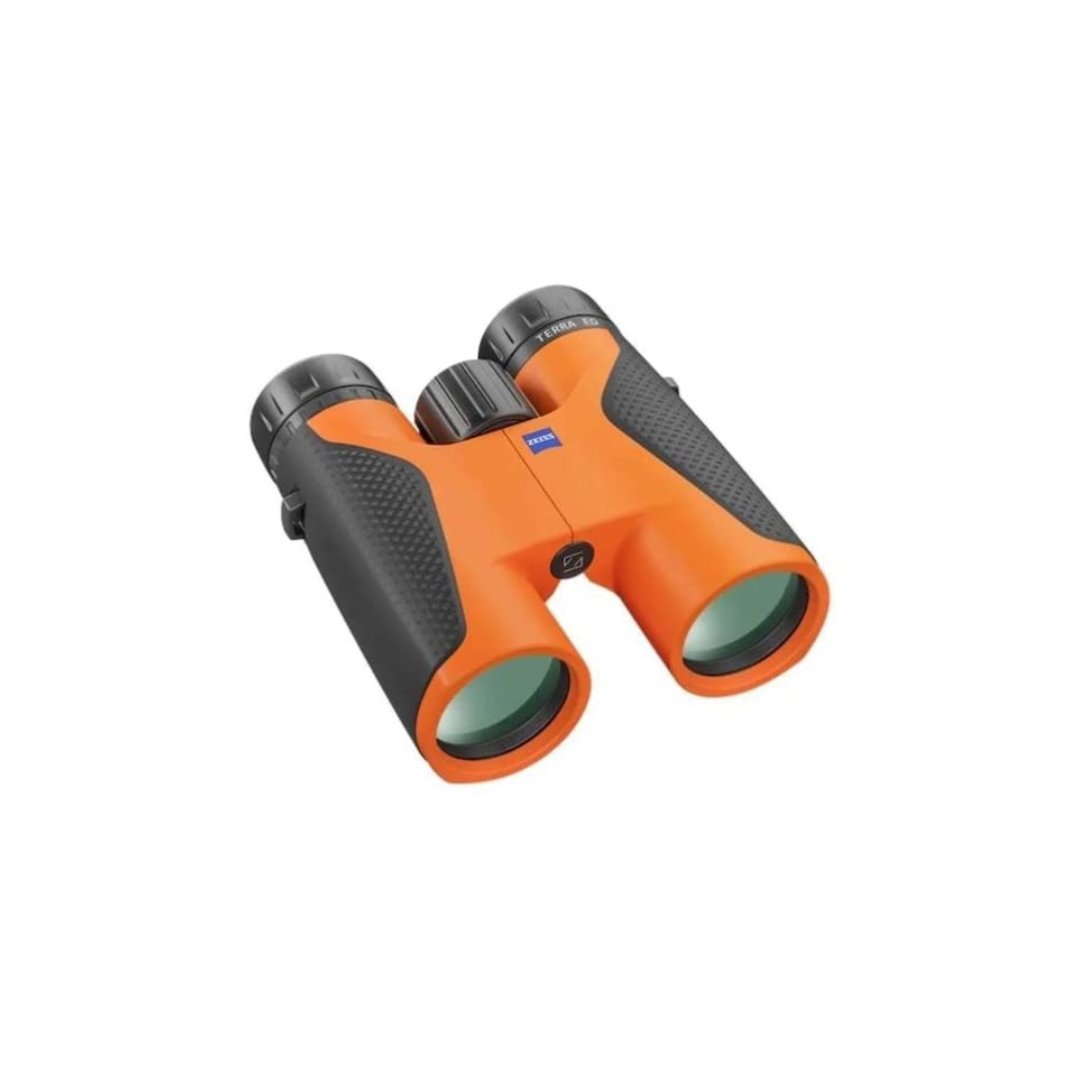 Demo ZEISS Terra ED 8x42 binoculars in Black/Orange with 8x magnification and 42mm objective lenses. Available at Camera Club for birdwatching, wildlife, travel, and outdoor observation.