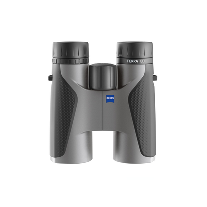 Demo ZEISS Terra ED 10x42 Binoculars in Black/Grey with premium ED optics, 10x magnification, and rugged waterproof design, available at Camera Club.