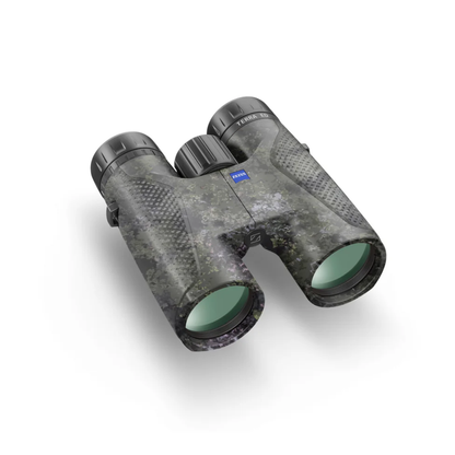 Demo ZEISS Terra ED 10x42 Binoculars in Camo finish with ED glass, 10x magnification, and rugged waterproof design for birdwatching, wildlife, and outdoor adventures. Available at Camera Club.