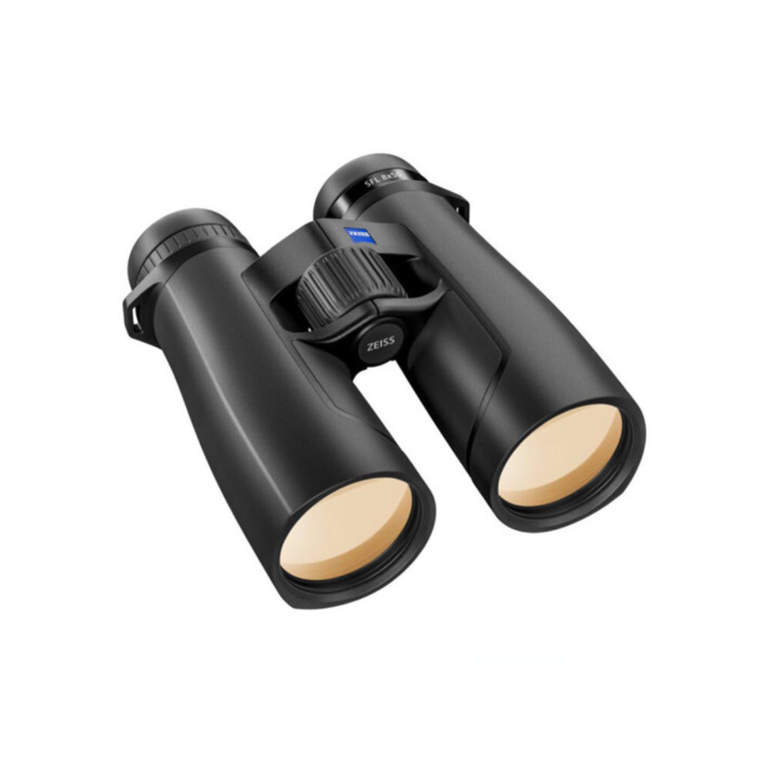ZEISS SFL 8x50 binocular demo unit featuring lightweight design, 8x magnification, premium optics, and bright viewing for birdwatching, wildlife observation, and outdoor adventures.