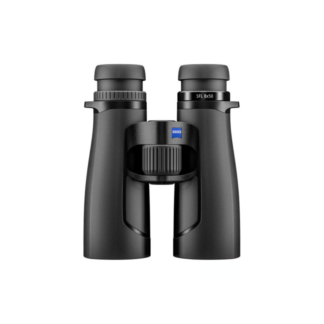 ZEISS SFL 8x50 binocular demo unit featuring lightweight design, 8x magnification, premium optics, and bright viewing for birdwatching, wildlife observation, and outdoor adventures.