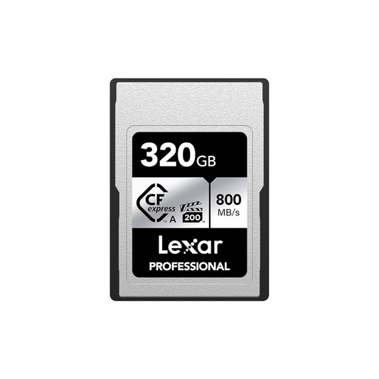 320GB Lexar® Professional CFexpress™ Type A card Silver Serie, up to 800MB/s read 700MB/s write. VPG 200