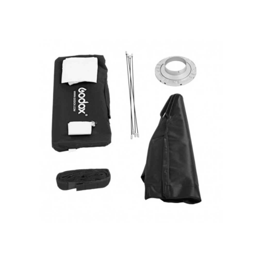 Unboxed Godox SB-FW35160 strip softbox with grid and Bowens mount for studio flash lighting setup at Camera Club
