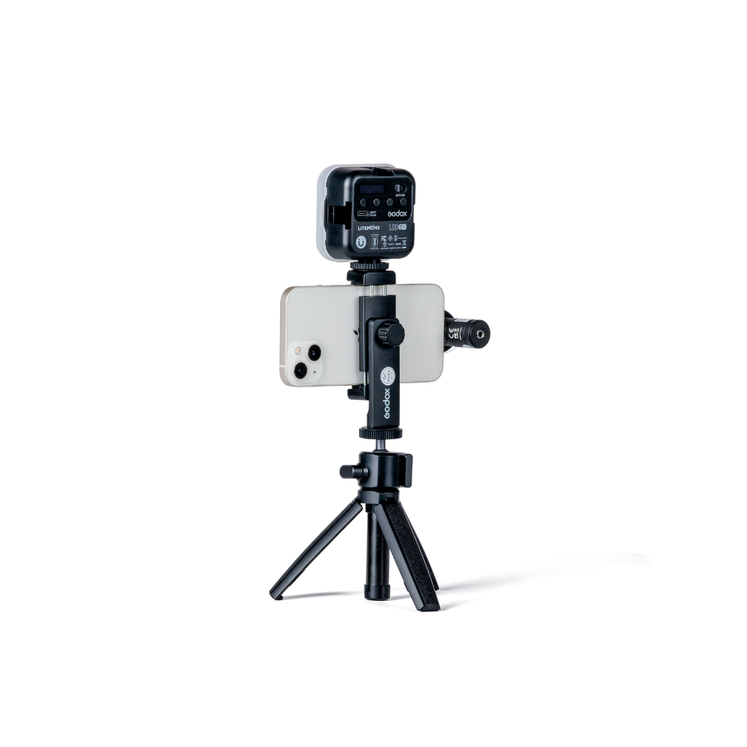 Unboxed Godox VK3-LT vlogging kit showing microphone, light and accessories for content creation