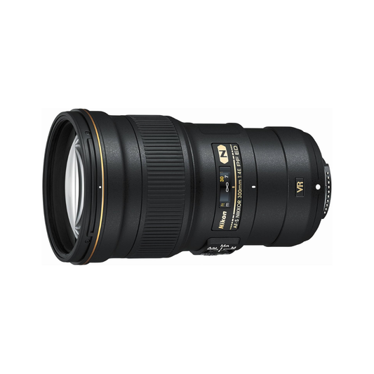 Used Nikon AF-S 300mm f/4E PF ED VR telephoto lens for wildlife and sports photography