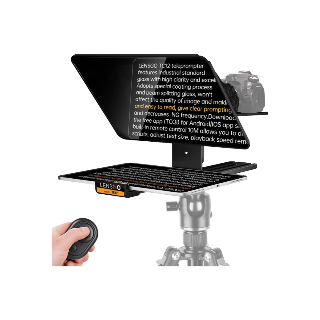 LENSGO TC12 12.9-inch aluminum teleprompter for professional video recording and content creation