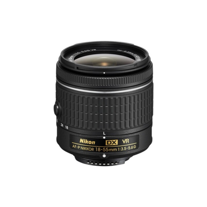 Used Nikon AF-P DX Nikkor 18-55mm f/3.5-5.6G VR standard zoom lens for Nikon DX DSLR cameras available at Camera Club.