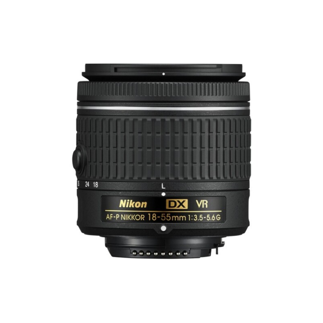 Used Nikon AF-P DX Nikkor 18-55mm f/3.5-5.6G VR standard zoom lens for Nikon DX DSLR cameras available at Camera Club.