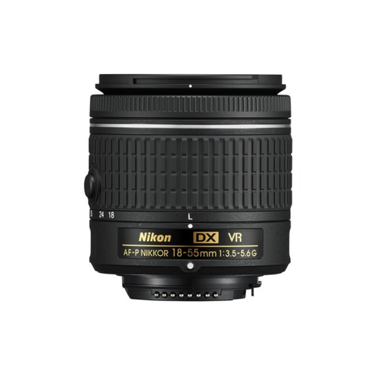 Used Nikon AF-P DX Nikkor 18-55mm f/3.5-5.6G VR standard zoom lens for Nikon DX DSLR cameras available at Camera Club.