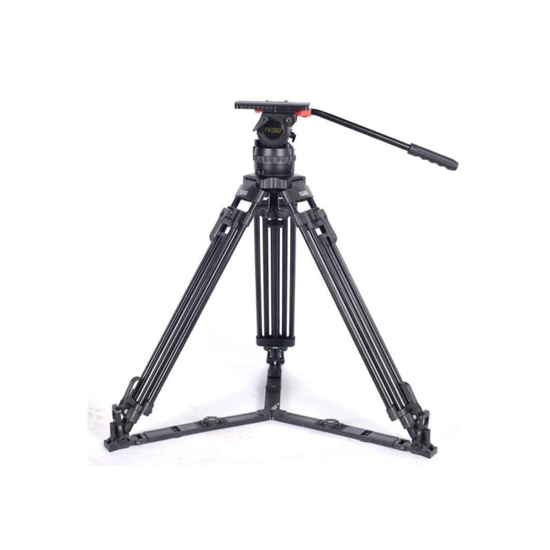TS150AL/CF aluminum and carbon fiber tripod kit with fluid head for professional video shooting
