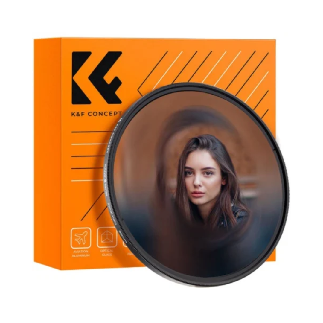 K&F Spiral Halo Swirl Filter 82MM on camera lens for creative effects