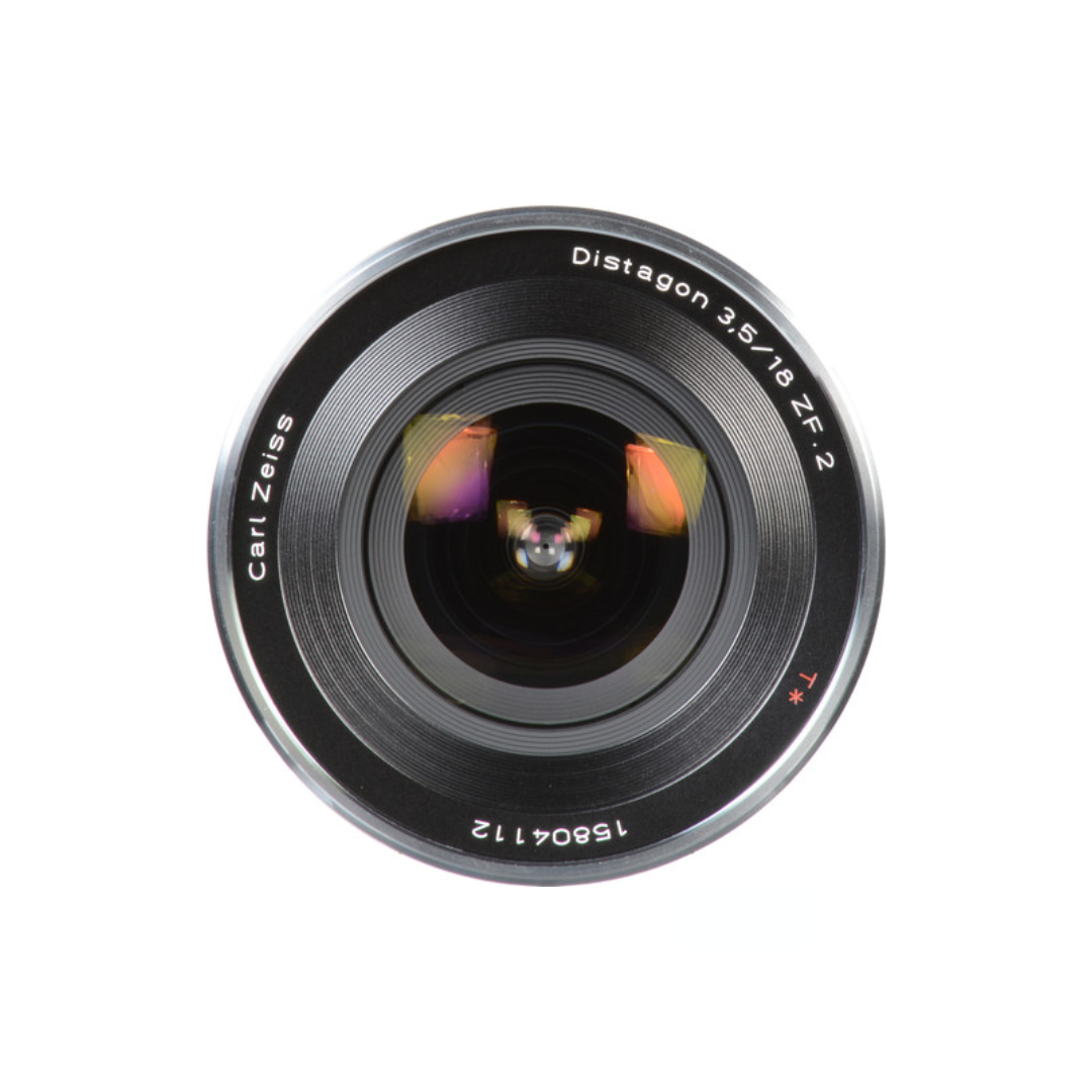 Used ZEISS Distagon T* 18mm f/3.5 ZF.2 ultra-wide prime lens for Nikon F mount available at Camera Club.