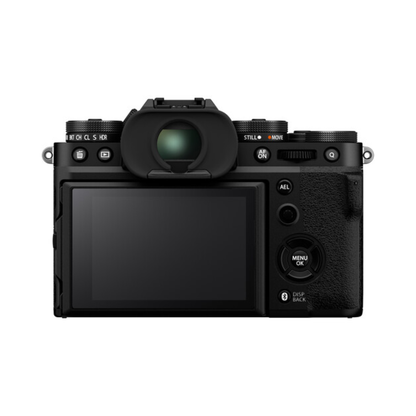 Fujifilm X-T5 mirrorless camera with 16-50mm kit lens front angled view
