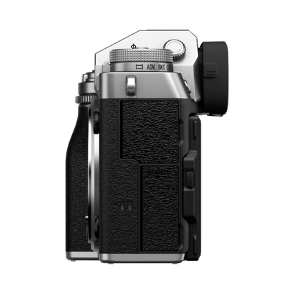 Fujifilm X-T5 mirrorless camera with 16-50mm kit lens front angled view