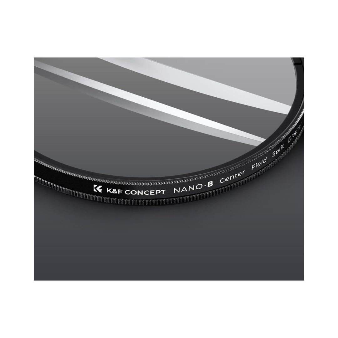 K&F Centerfield 82MM Split Diopter Filter attached to camera lens
