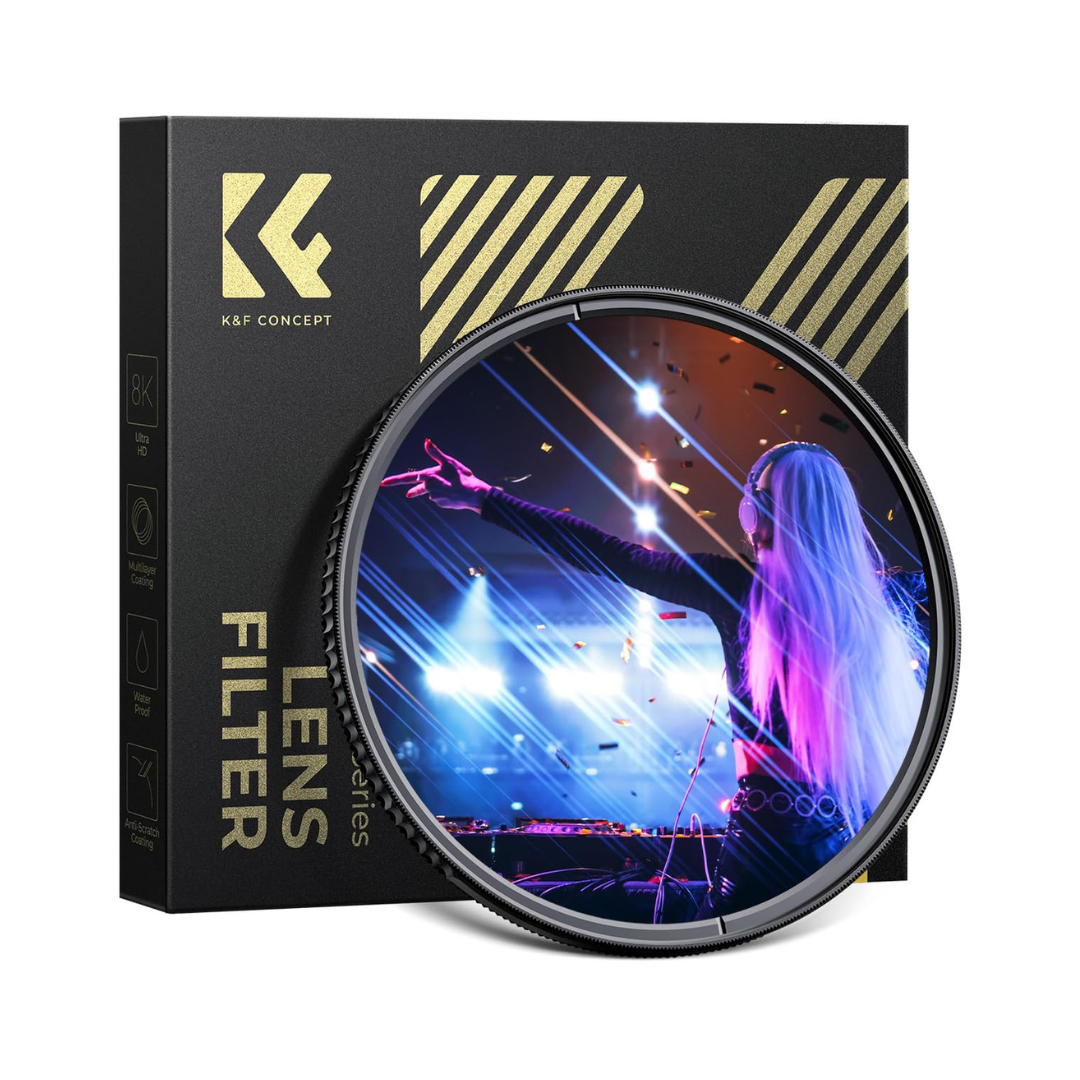 K&F Concept Blue Streak Filter 82mm for cinematic blue light streak effects on lenses