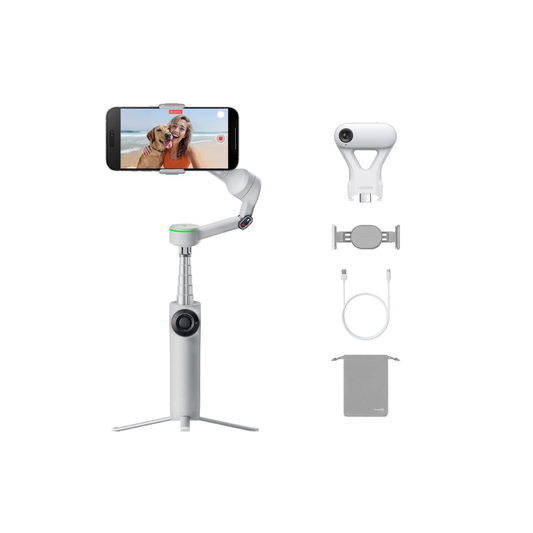 Insta360 Flow 2 Pro AI Tracker Bundle smartphone gimbal with AI tracking and stabilization available at Camera Club India