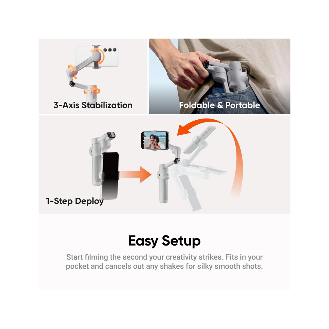 Insta360 Flow 2 Standard AI-powered smartphone gimbal stabilizer with tripod and foldable design for smooth video shooting