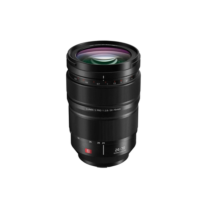 Panasonic Lumix S Pro 24-70mm F2.8 S-E2470GC professional zoom lens for L-mount full frame cameras, available at Camera Club