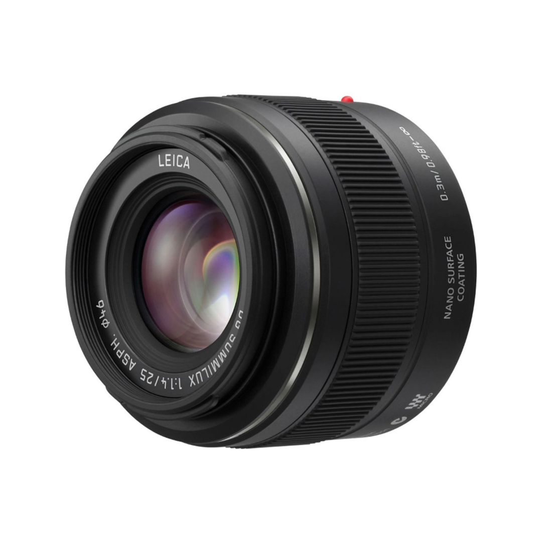 Used Panasonic Leica DG Summilux 25mm f/1.4 II ASPH prime lens for Micro Four Thirds cameras, compact fast standard lens