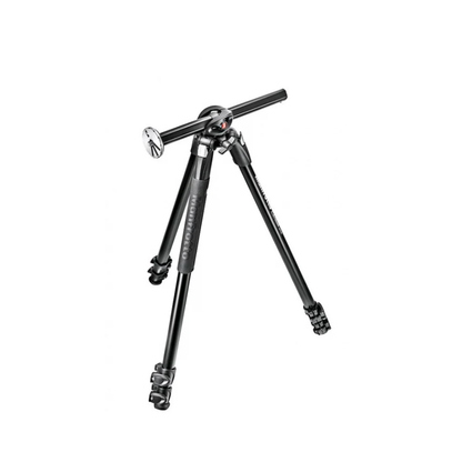 Unboxed Manfrotto MT290DUA3 290 Dual Aluminum Tripod with adjustable leg angles and center column for photography and videography.
