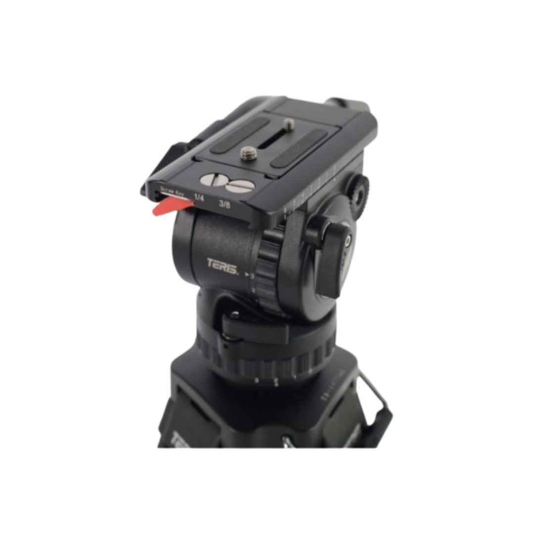 TSN6AL/CF PLUS aluminum carbon fiber fluid head tripod kit with quick release plate for professional video shooting available at Camera Club